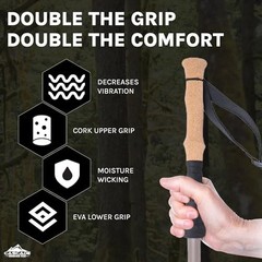 Trekking Poles – Carbon Fiber Monopod Walking or Hiking Sticks Brown One Pole