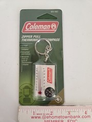 Vintage Coleman Compass Thermometer Wind Chill Zipper Pull Keychain FREE SHIP