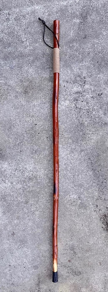 47.5”- Hand Carved -compass End- Hiking Stick – Walking Cane – Grip Wrapped-tip