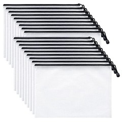 -USA – Mesh Zipper Pouch Document Bag – A4 Letter Size Pack – Clear 50 Black