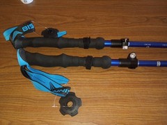 BISINNA Collapsible Trekking Hiking Poles- 2 Pack Folding Blue 115-135cm
