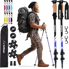 TrailBuddy Adjustable Hiking Poles for Snowshoe & Backpacking, Lake Blue