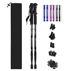 1 Pair Adjustable Trekking Poles Anti-Shock Walking Stick Aluminum Hiking Poles
