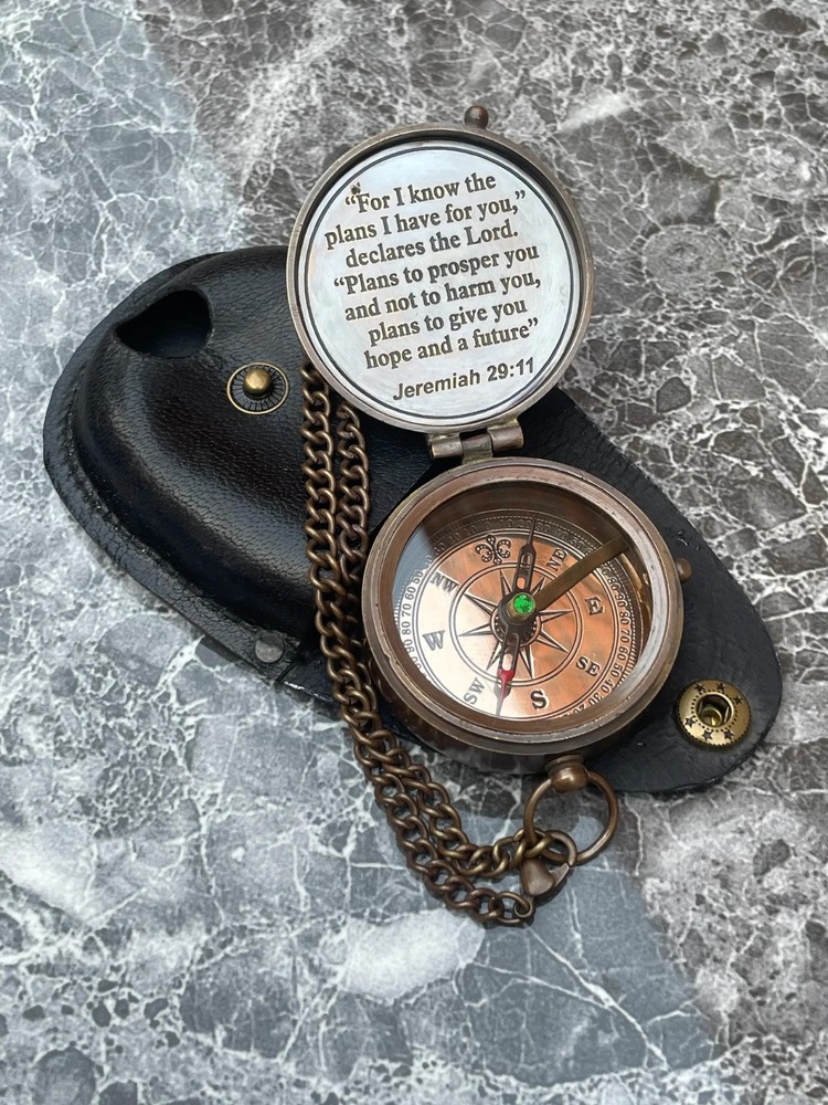 Engraved Brass Compass For I Know Inspirational Gift with Leather Case