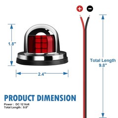LED Boat Navigation Lights Red Green Bow Marine Port Starboard Deck Mount