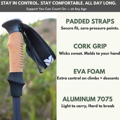 Trekking Poles for Hiking (Pair of 2) Lightweight Aluminum Collapsible Hiking Po