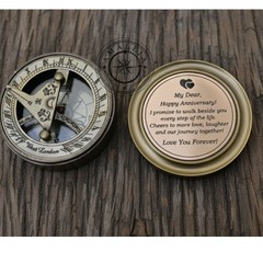 Anniversary Brass Sundial Compass Beautiful Gifting Item.