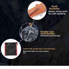 Winter Ice Claws with 8 Teeth for Hiking Boots with Non Slip Adjustable Straps