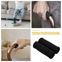 2 Pcs Comfortable Sponge Handle Grips For Walking Cane Replacement Crutch