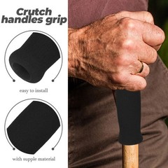 6Pcs Ergonomic Crutch Handle Grips Black Nonslip Thickened Grip for Daily Use