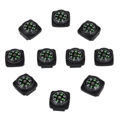 10Pk Hard Shell Liquid Filled Mini Button Compass for Outdoor Hiking Wrist Watch