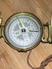 Vintage Engineer Lensatic Metal Compass- Liquid Filled- Japan- with Original Box