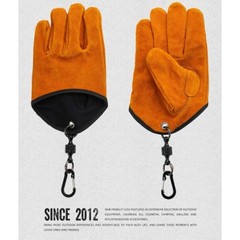 Heat Resistant Leather Gloves for Grilling Camping with Magnetic Accessory