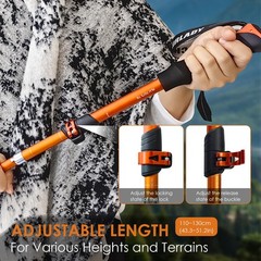 7075 Aluminum Trekking Pole Adjustable Matte Orange