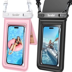 Floating Waterproof Phone Pouch – 2 Pack IPX8 Waterproof Phone Bag Black+Pink