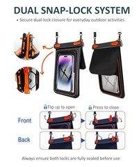 2 Pack Floating Phone Pouch with Dual Compartments, IPX8 Rated Black/Black