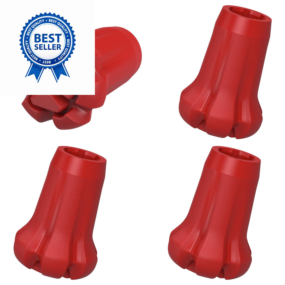 AWINNER Hiking Pole Tips, 4Pcs, Rubber, Wear & Tear Resistant, for Red