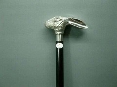 Aluminum rabbit head handle vintage Antique black wooden cane walking stick