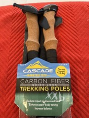 NEW! Cascade Mountain Tech 100% Carbon Fiber Quick Lock Trekking Poles Cork Grip