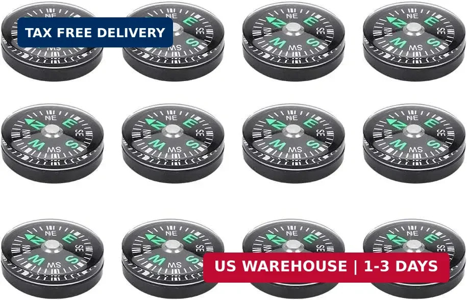 Pocket Compass, 20mm 12pcs Mini Pocket Oil Filled Compass for Hiking Camping Out