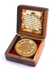 Gift for Son from Mom Dad | Engraved Compass 2″ – Father to Son Gifts, Mom to…