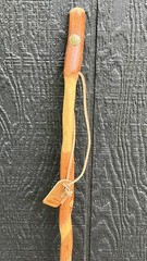 BRAZOS Twisted Wood Walking Stick Handcrafted 47″ Hiking Cane Leather Strap