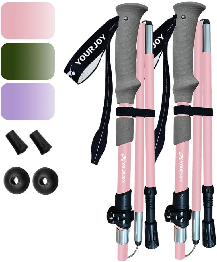 Lightweight Aluminum Adjustable Collapsible Hiking Trekking Poles 2 Pack