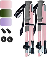 Lightweight Aluminum Adjustable Collapsible Hiking Trekking Poles 2 Pack