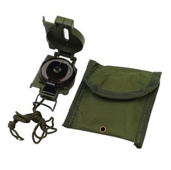 US Military Phosphorescent Lensatic Compass, Olive Drab Waterproof with Pouch