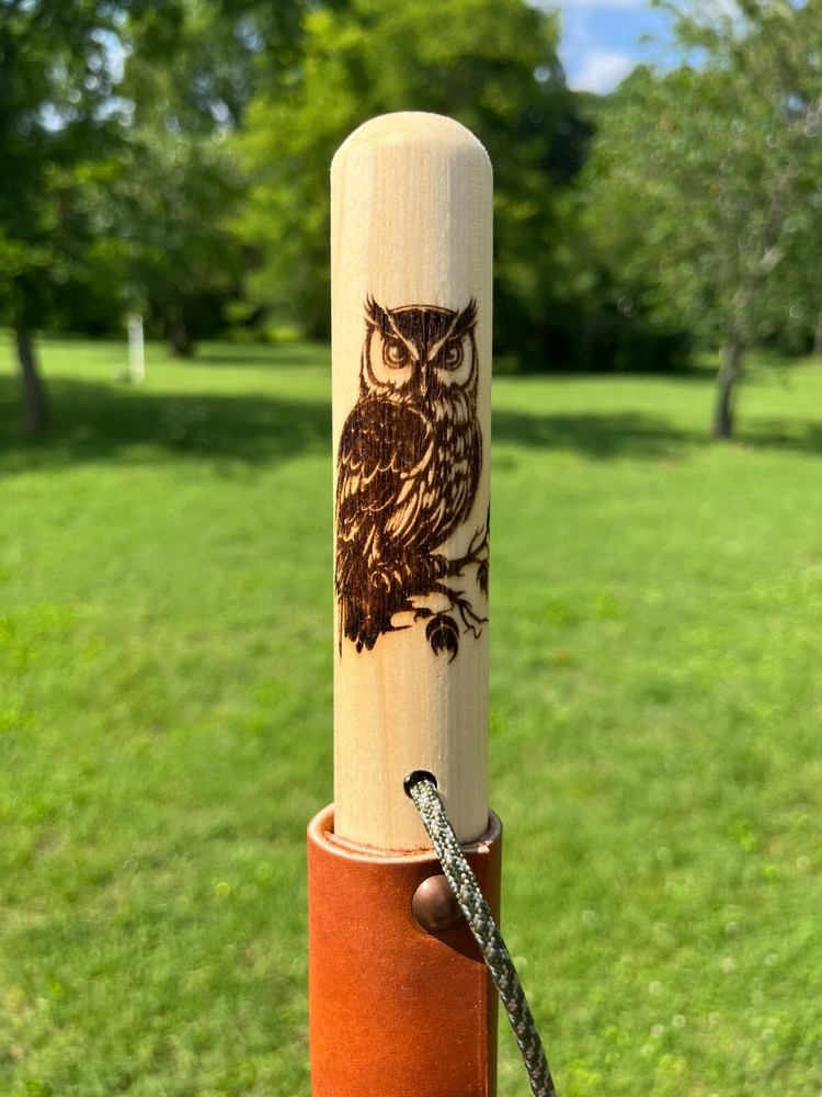 Owl Natural Earth Tones Poplar Wood Walking Stick Hiking Staff