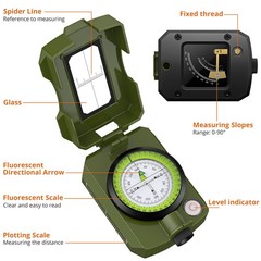Hiking Compass with Inclinometer IP54 Waterproof Military Compass Professional…