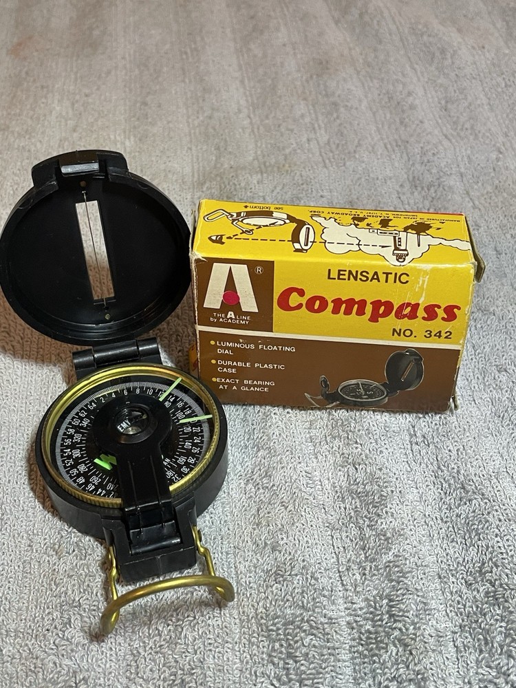 Vtg. Lensatic Engineers Compass #342 with Original Box, Clean