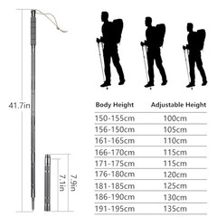 Hiking Pole Detachable Lightweight Aluminum Walking Stick with Compass Whistle