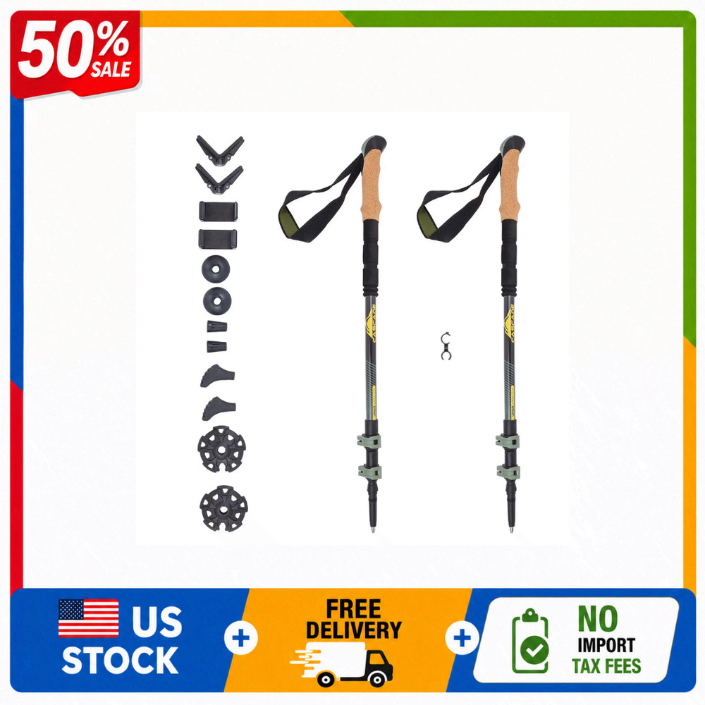 Cascade Mountain Tech Carbon Fiber Trekking Poles with Cork Grip