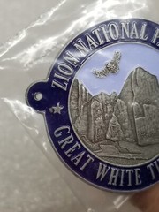 Zion National Park Great White Throne Walking Hiking Stick Medallion / Badge