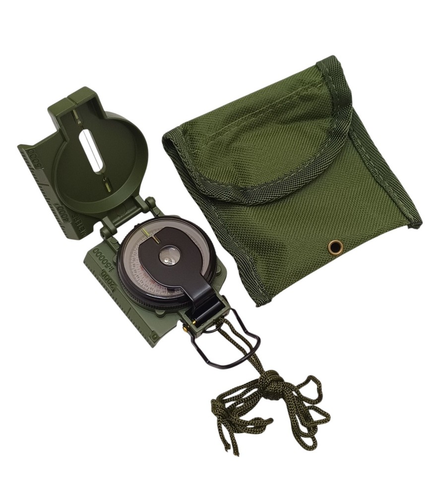 US Military Phosphorescent Lensatic Compass, Olive Drab Waterproof with Pouch