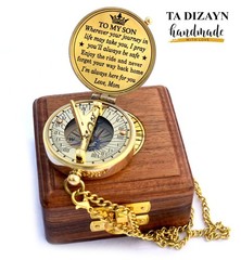 Engraved Compass Wooden Box Mom Dad To Son Grandson Gift Graduation Baptism