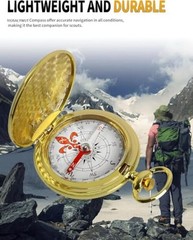 Golden Antique Brass Compass Keychain – Waterproof Pocket Compass for Kids, 1