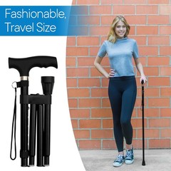 Lightweight Aluminum Folding Cane – Adjustable Height – Collapsible 11″