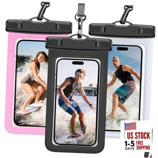 Waterproof Phone Pouch IP68 Floating Waterproof Phone Black & Clear & Pink