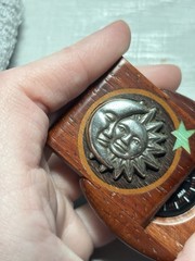 Handcrafted Hardwood Pocket Compass – Sun and Moon – Celestial Padauk Wood