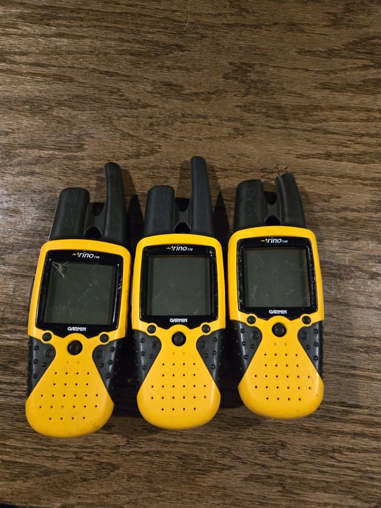 Three Garmin Rino 110 Handheld GPS Navigator FRS/GMRS Two-Way Radio Walkietalkie