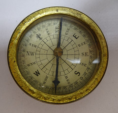 Brass Compasses 2 Handheld German N E S W Glass w Cover Lot Pair
