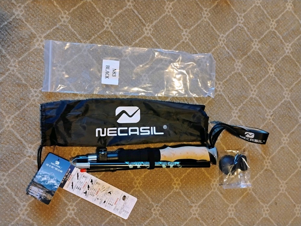 Necasil Foldable Trekking Pole Single 6061Aluminum Hiking Pole Adjustable w/ Bag