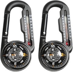 Carabiner Compass W/ Thermometer 4 x 3.5 inches Black Handheld Navigation Tool