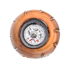 Big Ball Head Twisted Style Wooden Walking Stick for Hiking with Compass (Nat…