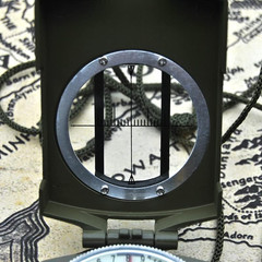 Military Lensatic Sighting Compass Waterproof and Shakeproof with Map Measurer D