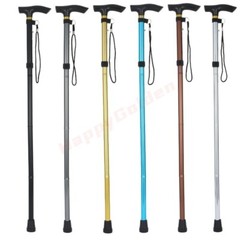 Folding Four-section Aluminum Alloy Trekking Pole Cane Golden Adjustable Height