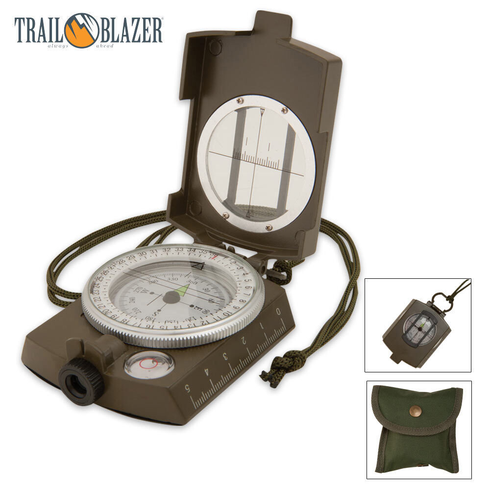 Professional Pocket Military Compass Metal Clinometer Hiking Sighting Camping US