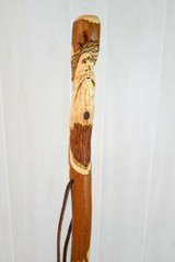 Walking Stick, Mountain Man Carving, Hardwood Hiking Staff, Strong, Made in USA